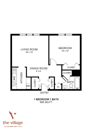 1 bed, 1 bath, 585 sqft, $1,384