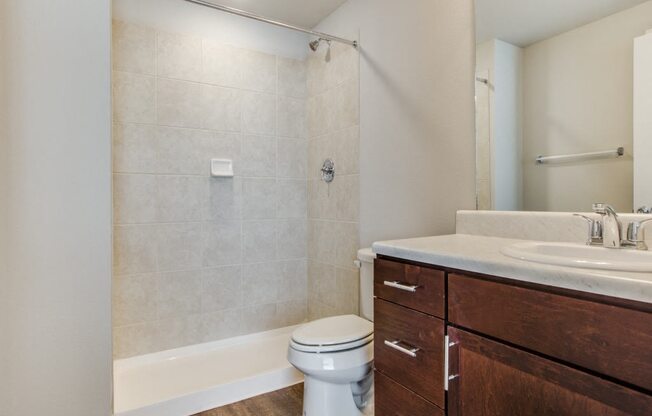 Modern Bathroom Fittings at Aviator at Brooks Apartments, Clear Property Management, San Antonio, TX, 78235