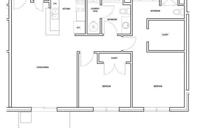 2 beds, 2 baths, 1,050 sqft, $1,435