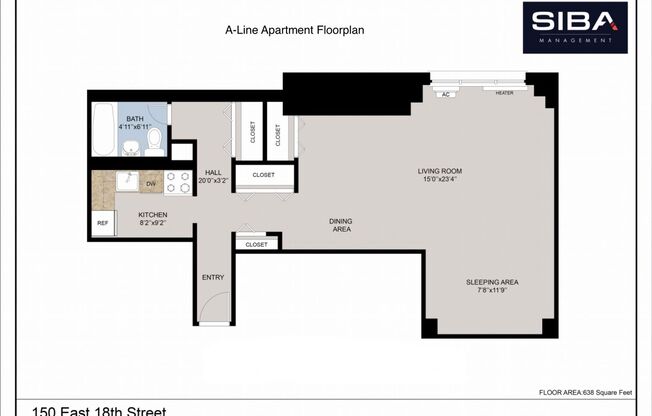 Studio, 1 bath, 502 sqft, $3,950, Unit 8A