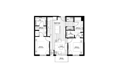 2 beds, 2 baths, 1,039 sqft, $2,300