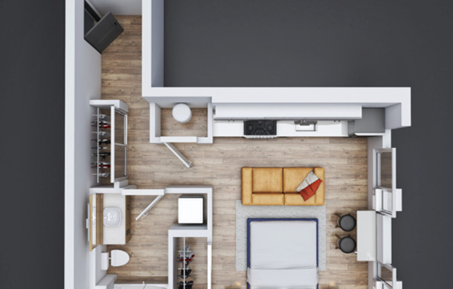 Studio, 1 bath, 469 sqft, $1,250, Unit 216