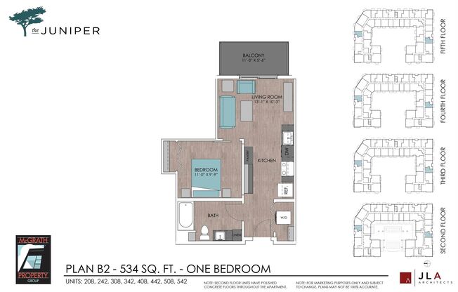 1 bed, 1 bath, 534 sqft, $1,505, Unit 242