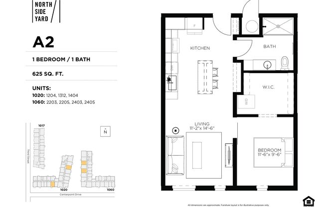 1 bed, 1 bath, 625 sqft, $1,275, Unit 1212