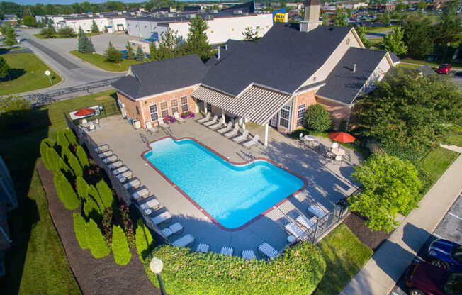 Aerial View Of Pool at Steeplechase at Shiloh Crossing, Avon, IN