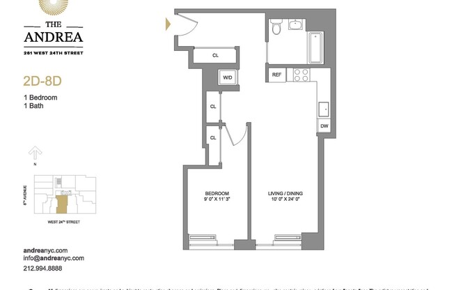 1 bed, 1 bath, $7,390, Unit 8D