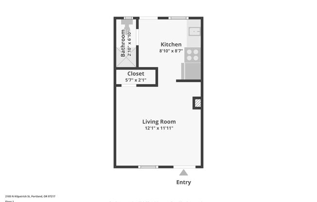 Studio, 1 bath, 200 sqft, $900, Unit 01