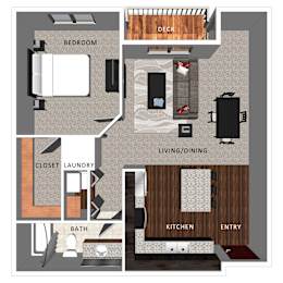 1 bed, 1 bath, 713 sqft, $1,225