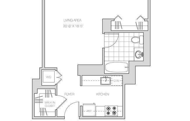 Studio, 1 bath, 537 sqft, $3,807, Unit PH-B