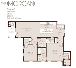 2 beds, 2 baths, 1,110 sqft, $2,063