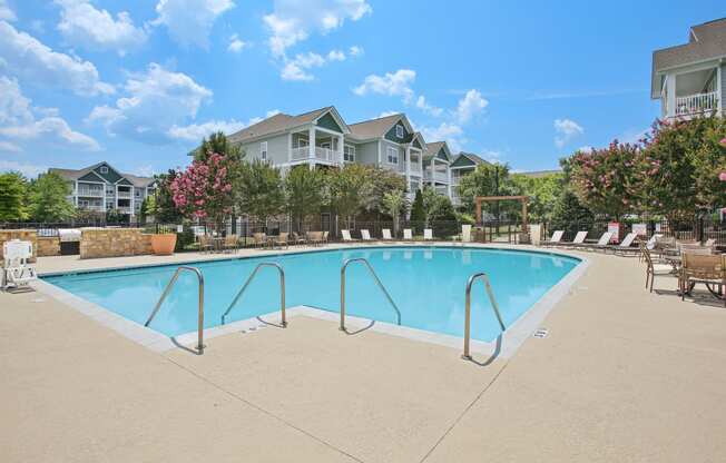 the swimming pool at the preserve at polk apartments