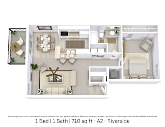 1 bed, 1 bath, 710 sqft, $790
