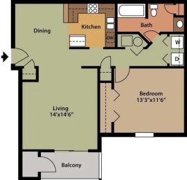 1 bed, 1 bath, 758 sqft, $1,100