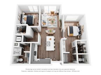 2 beds, 2 baths, 1,054 sqft, $2,797