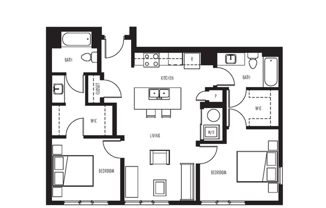 2 beds, 2 baths, 989 sqft, $2,881