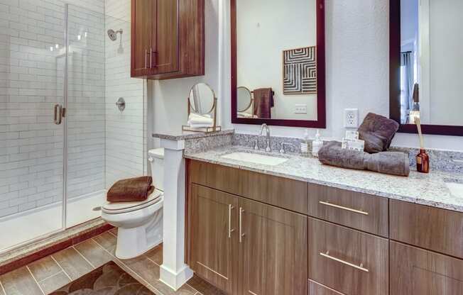 Renovated Bathrooms With Quartz Counters at The Alden at Cedar Park, Cedar Park, TX, 78613