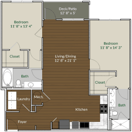 2 beds, 2 baths, 1,113 sqft, $1,459