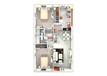 2 beds, 2 baths, 1,073 sqft, $1,289