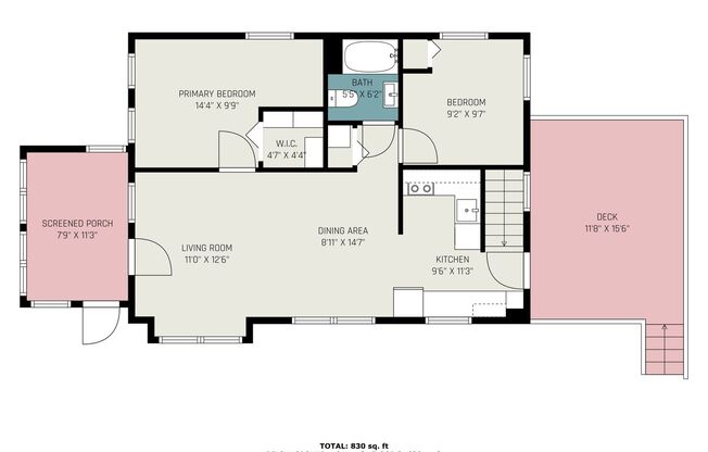 2 beds, 1 bath, $1,299