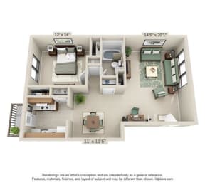 1 bed, 1 bath, 840 sqft, $1,055