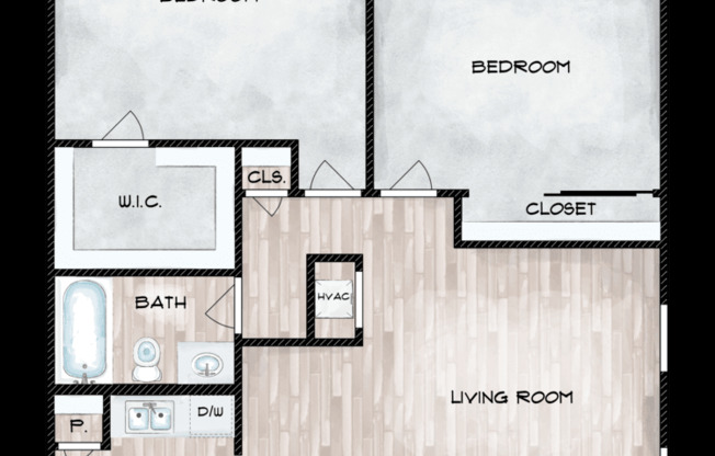 2 beds, 1 bath, 852 sqft, $1,559