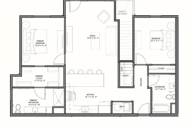 2 beds, 2 baths, 1,169 sqft, $2,125, Unit 1F101