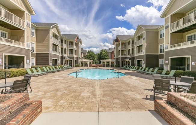 the preserve at ballantyne commons pool and apartment buildings