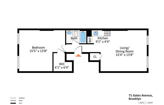 1 bed, 1 bath, $3,000, Unit 4