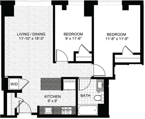 2 beds, 1 bath, 858 sqft, $4,175, Unit 0912