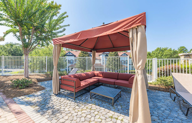 outdoor couch under a canopy
