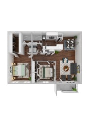 2 beds, 2 baths, 1,044 sqft, $1,159