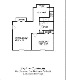 1 bed, 1 bath, 745 sqft, $2,640