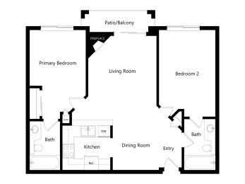 2 beds, 2 baths, 825 sqft, $2,512