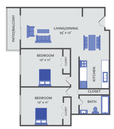 2 beds, 1 bath, 865 sqft, $799