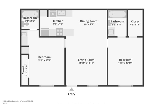 2 beds, 2 baths, 808 sqft, $1,299