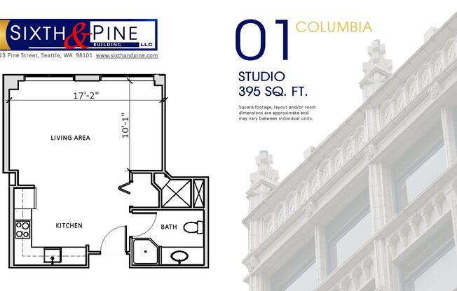 Studio, 1 bath, 395 sqft, $1,370, Unit 701