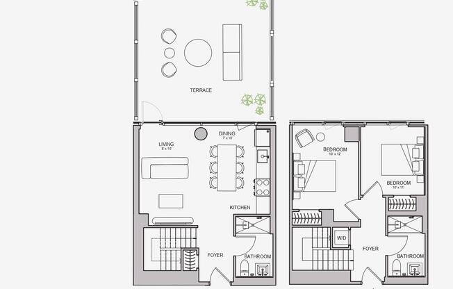 2 beds, 3 baths, $7,900, Unit G27