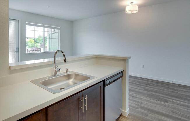 a kitchen with a sink and a dishwasher