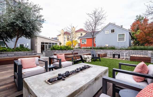 Outdoor firepit with seating