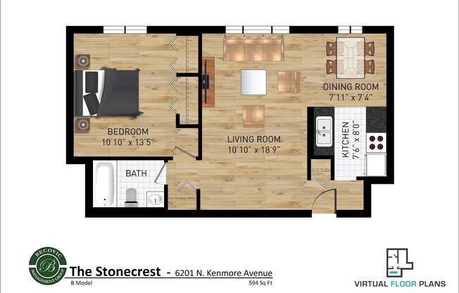 1 bed, 1 bath, 591 sqft, $1,875, Unit 4B
