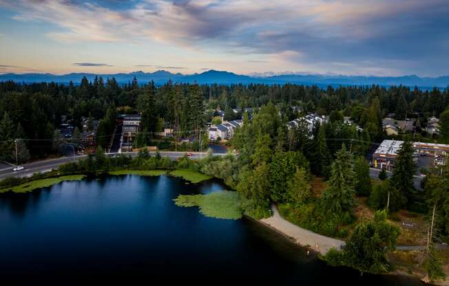 arial view of lake tahoe with the mountains in the background