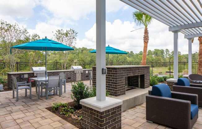 fireplace underneath patio