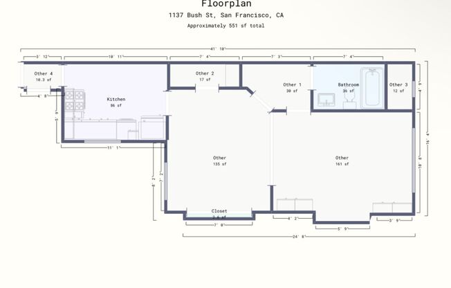 1 bed, 1 bath, 476 sqft, $2,150, Unit Unit 1