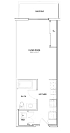Studio, 1 bath, 524 sqft, $2,316