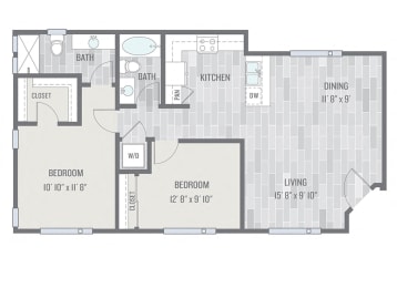 2 beds, 2 baths, 956 sqft, $2,018