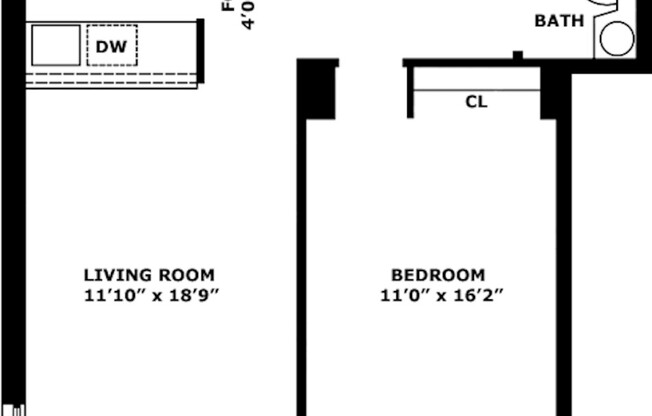 1 bed, 1 bath, 640 sqft, $4,200, Unit 8D