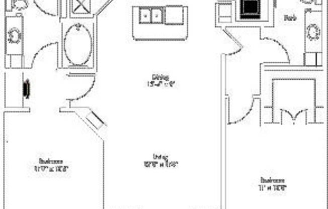 2 beds, 2 baths, 1,145 sqft, $1,665
