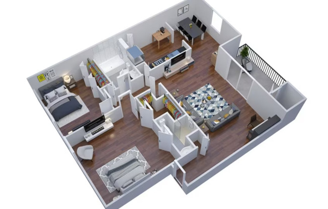 2 beds, 2 baths, 960 sqft, $1,350, Unit N6913C (2X2)