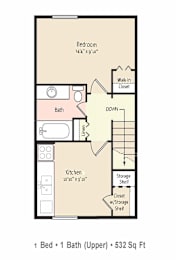 1 bed, 1 bath, 532 sqft, $1,099