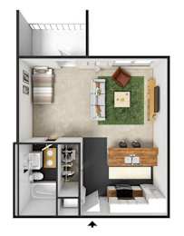 Studio, 1 bath, 510 sqft, $1,275